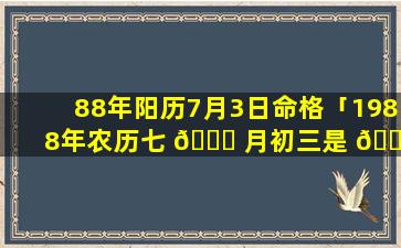 88年阳历7月3日命格「1988年农历七 🕊 月初三是 🐎 什么星座」